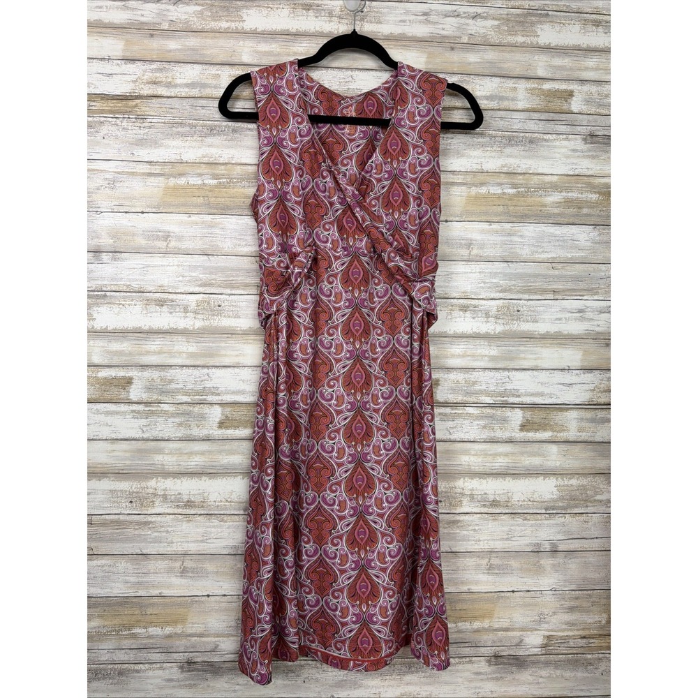 Prana Dress Large Womens Cross Front Sleeveless Athletic Stretch Fit And Flare